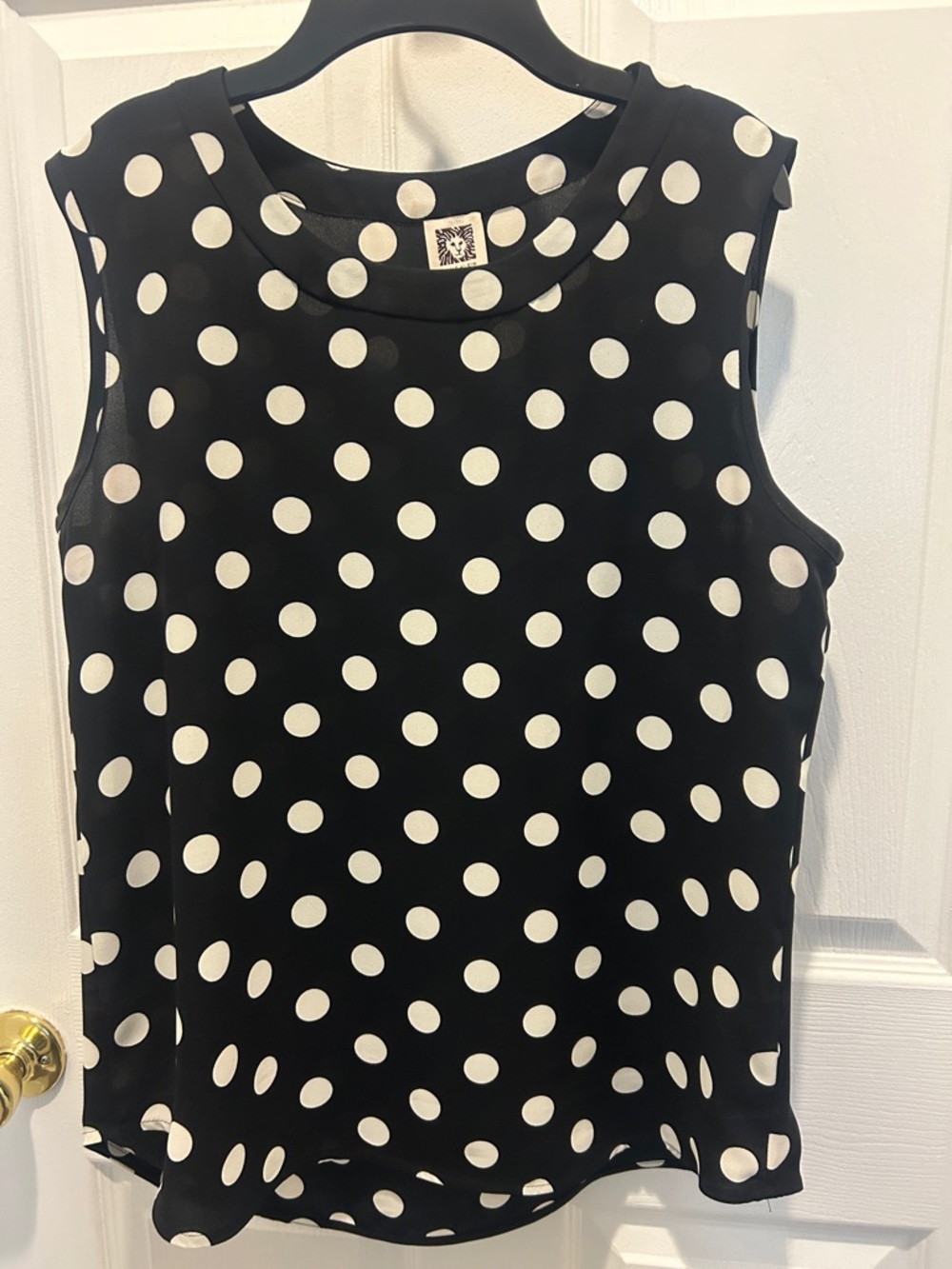 Anne Klein Black Sleeveless Polka Dot Tunic